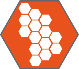 Orange icon showing cell count and structure - a set of hexagons inside a larger hexagon