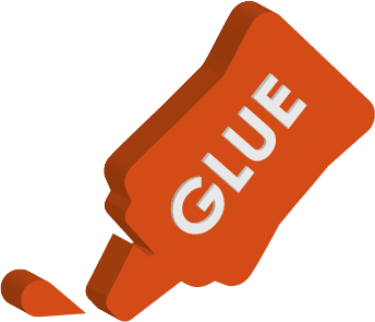 Orange glue bottle icon with glue written on the side